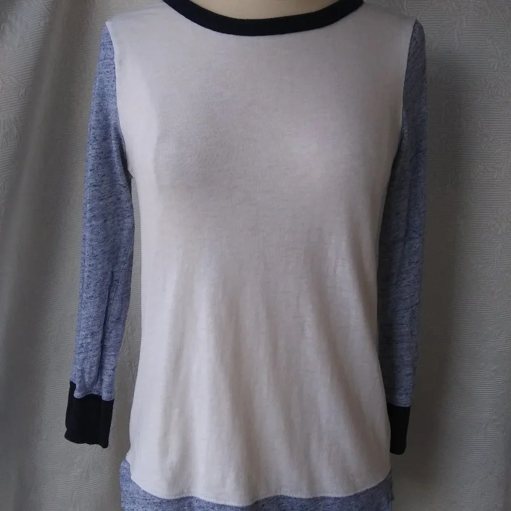 J. Crew | Navy and Soft White Baseball Tee | S